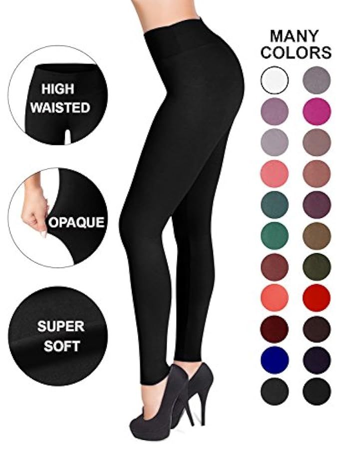 Sejora Satina High Waisted Leggings - 25 Colors - Super Soft Full Length Opaque Slim | Amazon (US)