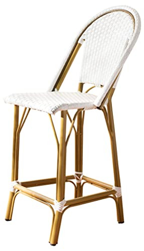 Safavieh PAT4019C Collection Gresley Indoor-Outdoor Stacking French Bistro White Counter Stool | Amazon (US)
