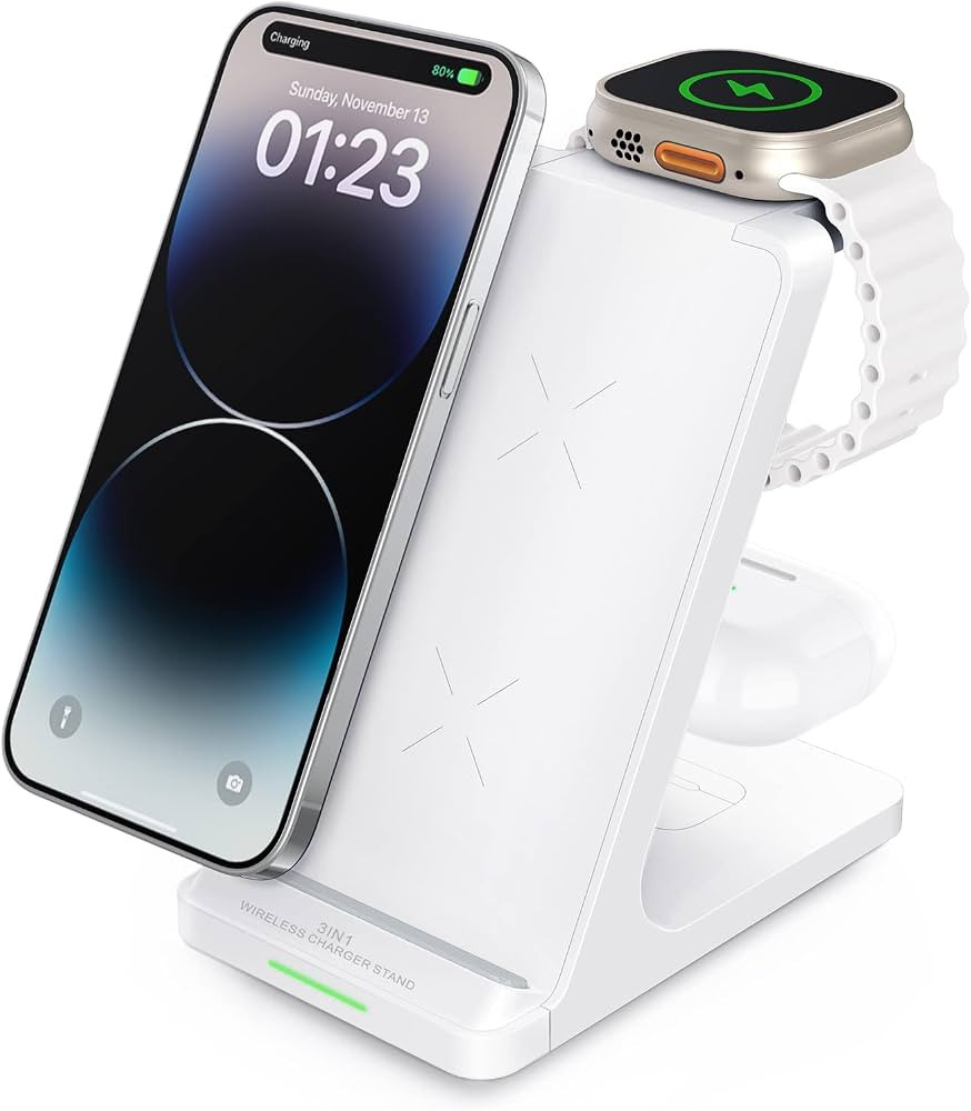 Wireless Charging Station, 3 in 1 Fast Wireless Charger Stand for Multiple Devices Apple Watch Ul... | Amazon (US)