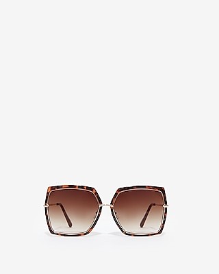 Gold Tortoiseshell Square Rim Sunglasses | Express