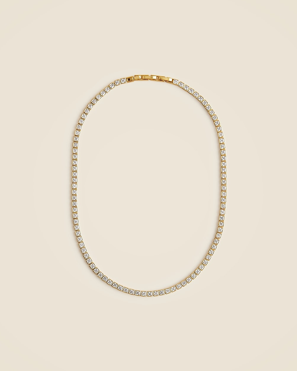 Square cubic zirconia bezel-set tennis necklace | J. Crew US