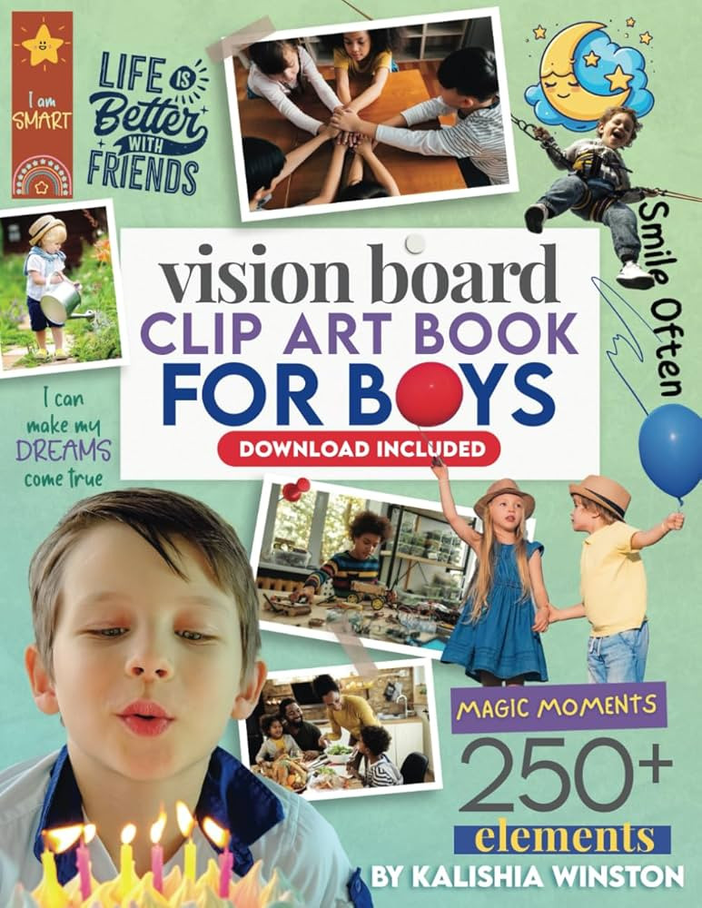 Vision Board Clip Art Book for Boys: 250+ Motivational Images, Inspiring Quotes & Positive Affirm... | Amazon (US)