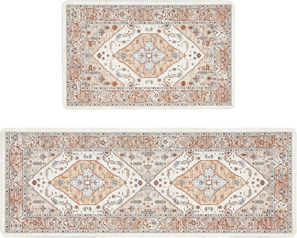 Pauwer Anti Fatigue Floor Mats - Cushioned Memory Foam 2 Piece Kitchen Rug Set, Non Slip Laundry ... | Amazon (US)