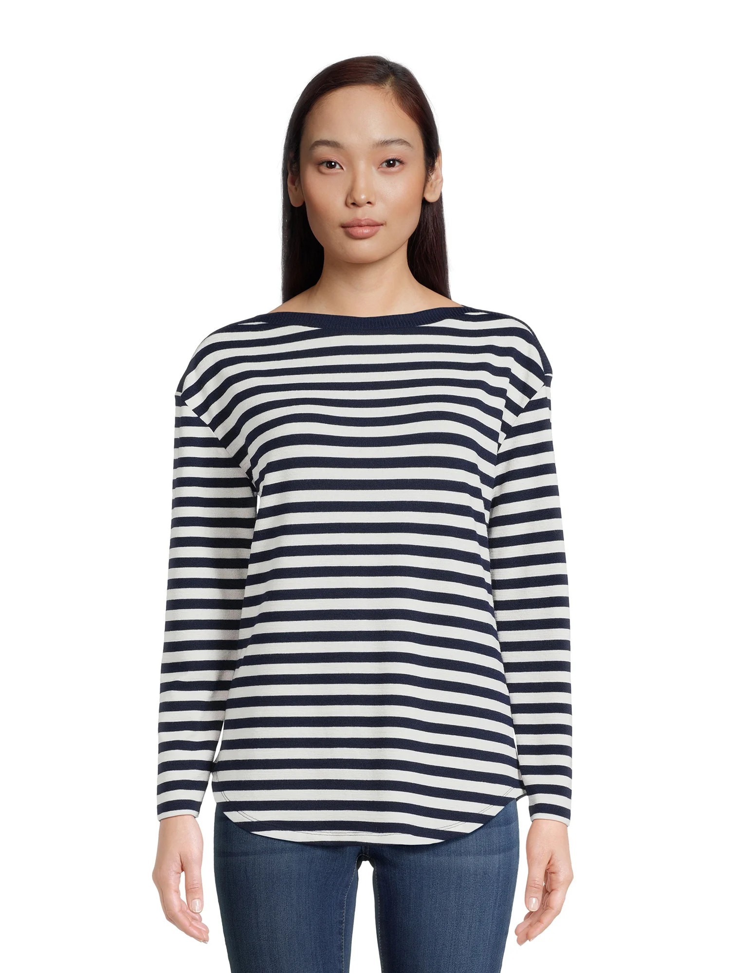 Time and Tru Women's Long Sleeve Boat Neck Top, Sizes XS-XXXL | Walmart (US)