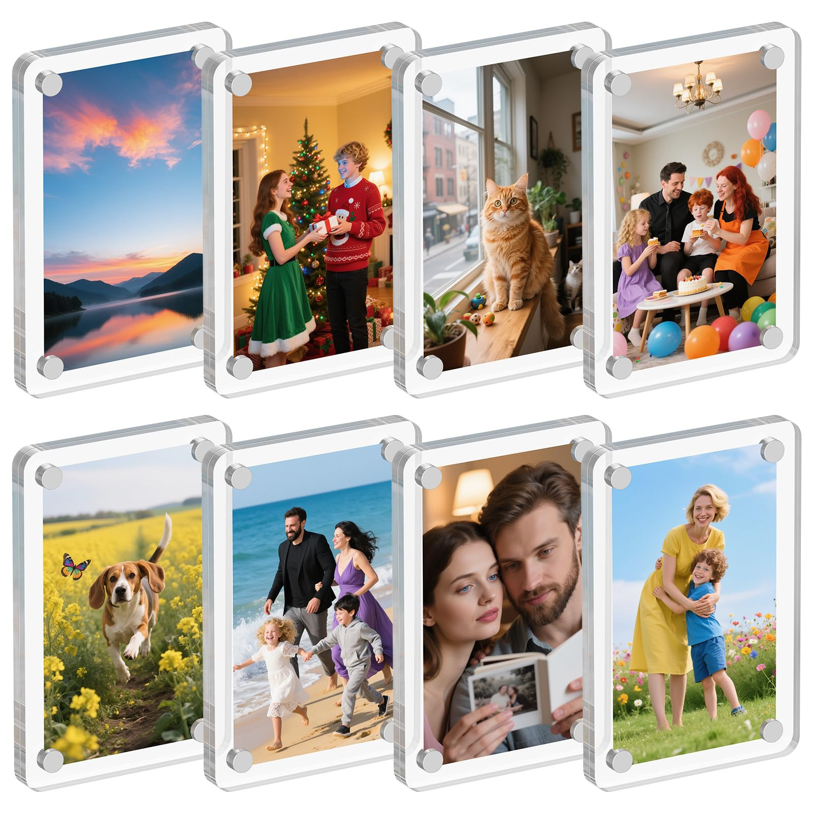 8 Pack Acrylic Magnetic Picture Frame for Fridge, 2.36x3.54 Inch Polaroid Frame for Refrigerator,... | Amazon (US)