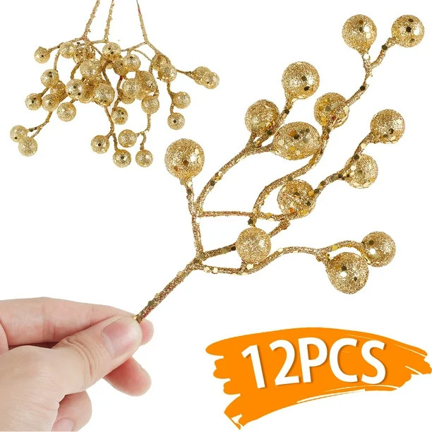 Relax love 12pcs Christmas Glitter Berries Stems Artificial Xmas Tree Ornament Winter Holiday Dec... | Walmart (US)