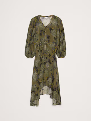 Georgette Puff-Sleeve Maxi Dress | Banana Republic (US)