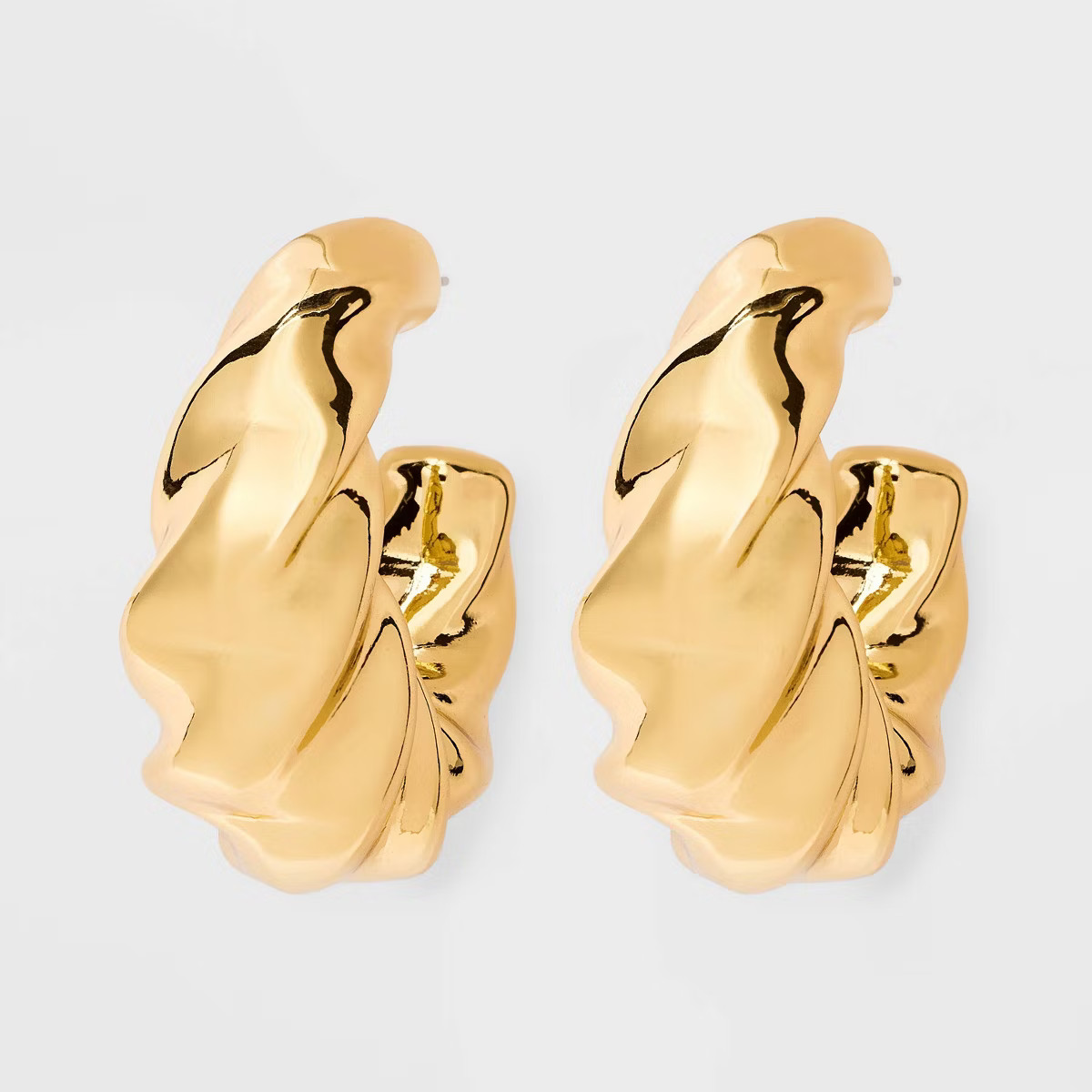 Twisted Texture Open Hoop Earrings - A New Day™ Gold | Target