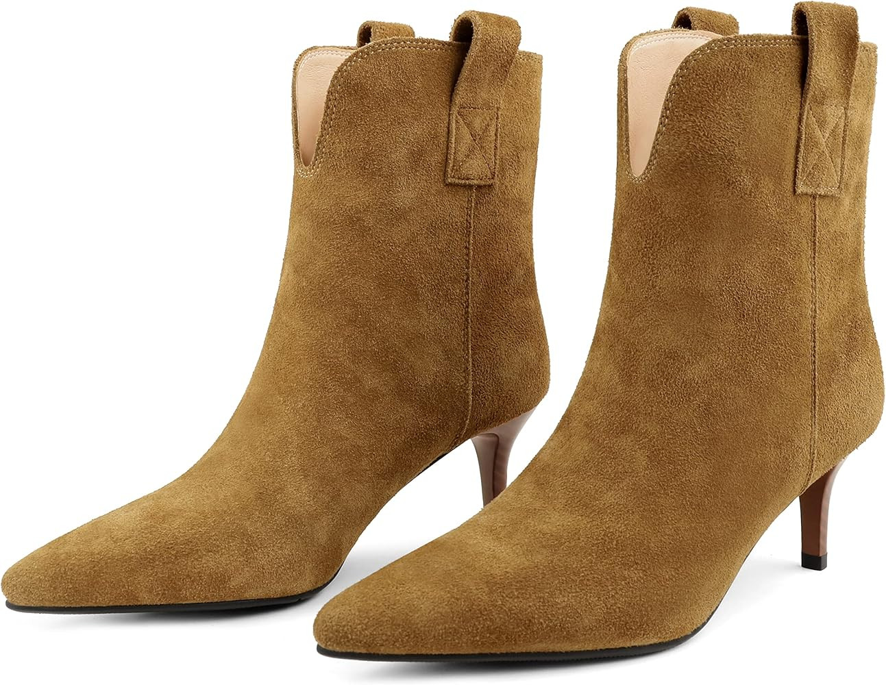 Dance&Style Women's 2.36 Inches Kitten Heels Shoes Leather Suede Ankle Boots Retro Winter Boots | Amazon (US)