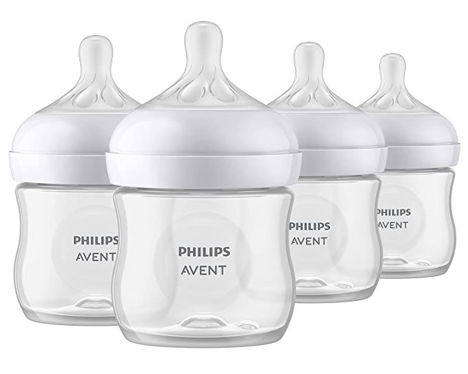 Philips AVENT Natural Baby Bottle with Natural Response Nipple, Clear, 4oz, 4pk, SCY900/04 | Amazon (US)