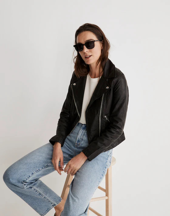 The Washed Leather Motorcycle Jacket | Madewell | Madewell