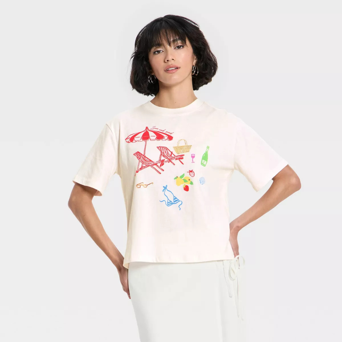Women's Relaxed Short Sleeve Beach Graphic T-Shirt - Future Collective White | Target