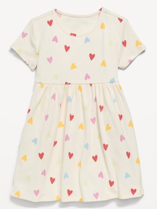 Short-Sleeve Ribbed Graphic Dress for Toddler Girls | Old Navy (US)