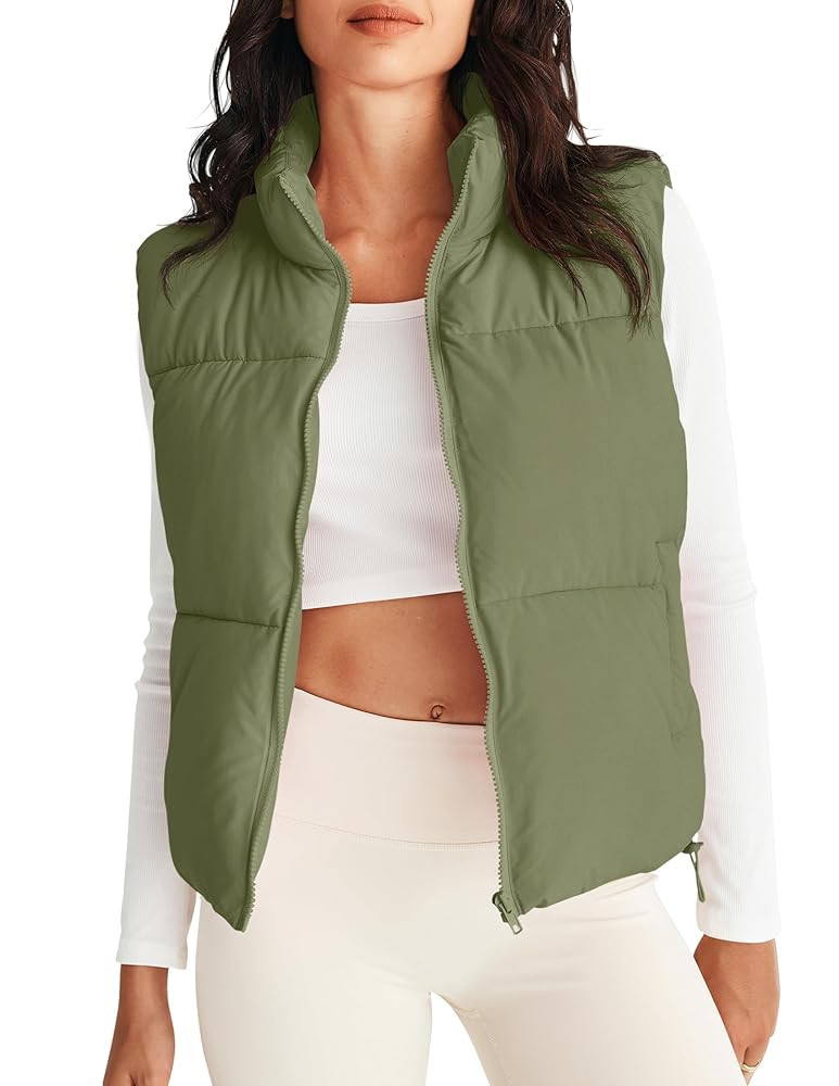 MEROKEETY Puffer Vest Women 2025 Fall Winter Sleeveless Jackets Lightweight Warm Stand Collar Qui... | Amazon (US)