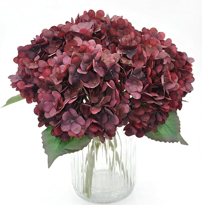 5PCS Artificial Fake Flowers Plants Silk Hydrangea 1 Flower Head Arrangements Wedding Bouquets De... | Amazon (US)