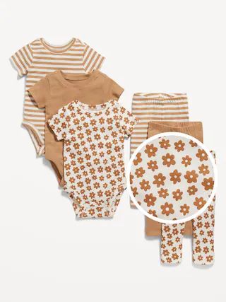 Unisex Bodysuit & Leggings 6-Pack for Baby | Old Navy (US)