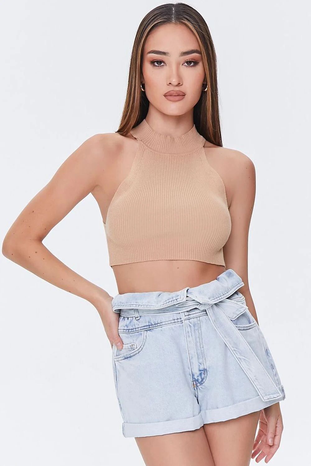 Belted Foldover Denim Shorts | Forever 21 (US)