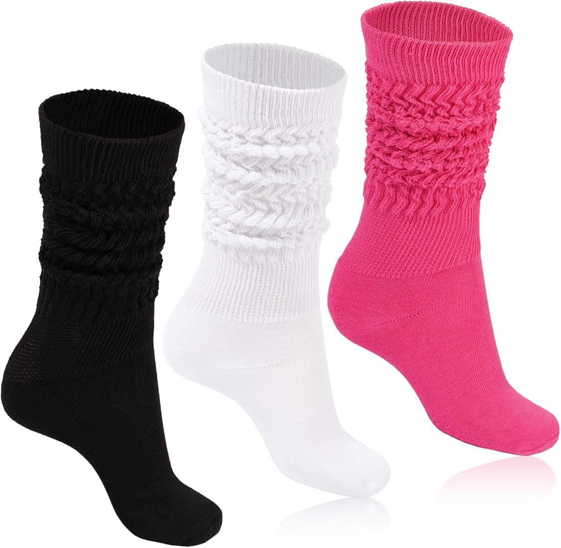 Moon Wood Women Slouch Socks 3 Pairs Extra Long Cotton Knit Knee High Thick Scrunch Socks Size 5-... | Amazon (US)