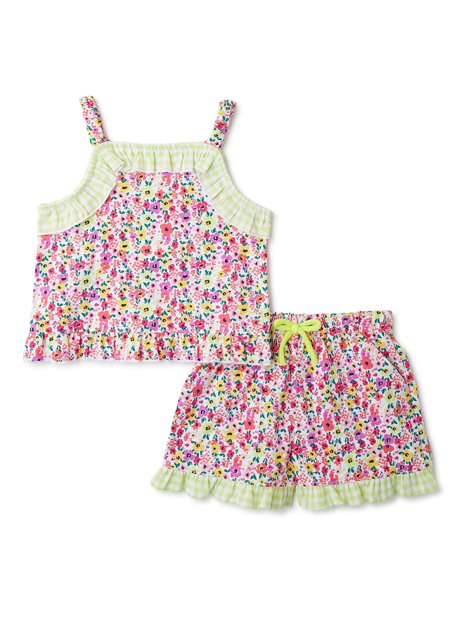Wonder Nation Baby and Toddler Girl Tank and Shorts Outfit Set, 2-Piece, Sizes 12 Months-5T - Wal... | Walmart (US)