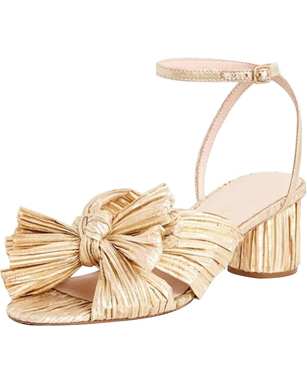 MICIFA Women's Bow Knot Heeled Sandals Open Toe High Block Ankle Strap Chunky Heels Bride Wedding... | Amazon (US)