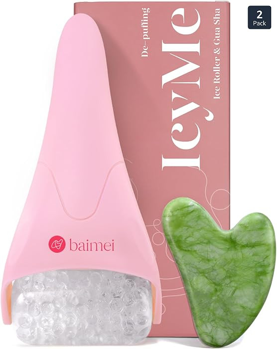 BAIMEI IcyMe Ice Roller for Face and Gua Sha Facial Tool Set, Ice Face Roller Reduces Puffiness R... | Amazon (US)
