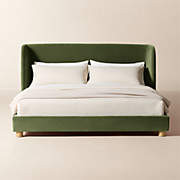 Jackson Sage Green Velvet Upholstered King Bed – 2 Sizes – Custom Material | CB2