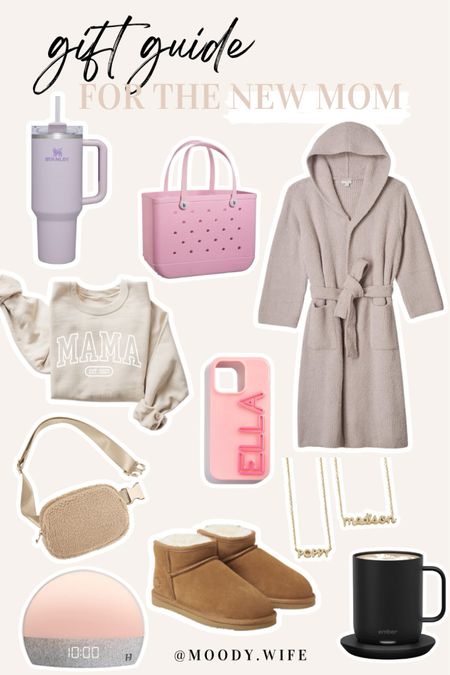 Gift Guides 2023 • gifts for the new mom, new mom friend or a girl friend! 

#newmomgifts #comfygifts #newmom #giftguidesformoms #giftguideforgirlfriend #giftguideforwife 

stanley tumbler / barefoot dreams robe / mama sweatshirt / bogg bag, personalized iphone case from bauble bar / sherpa bag / dearfoam slipper booties / hatch alarm clock / ember mug / personalized gold necklace for new baby name 

#LTKHoliday #LTKCyberWeek #LTKGiftGuide