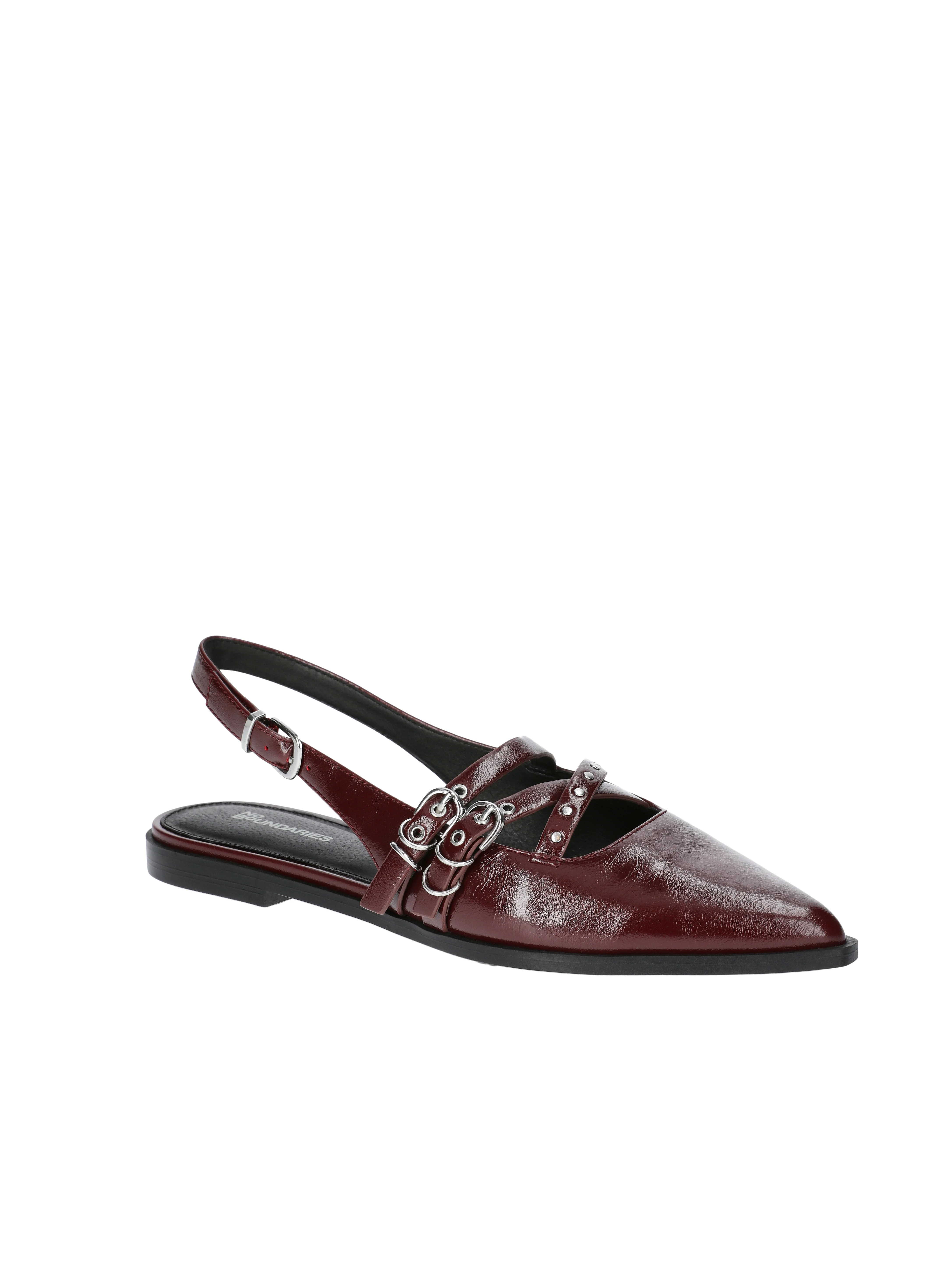 No Boundaries Faux Leather Strappy Moto Flats, Women's | Walmart (US)