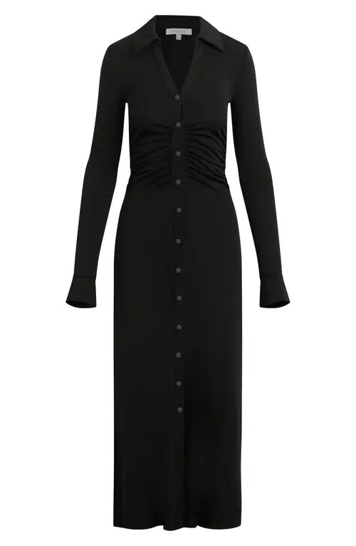 Favorite Daughter The Naomi Ruched Long Sleeve Maxi Dress in Black at Nordstrom, Size X-Small | Nordstrom