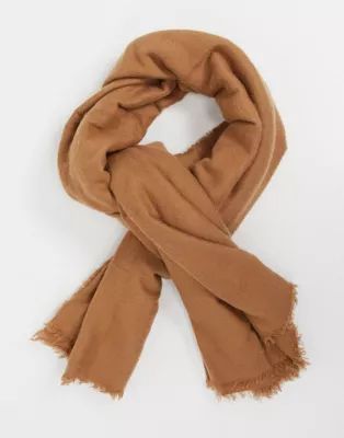 ASOS DESIGN new recycled square lightweight scarf in camel | ASOS (Global)