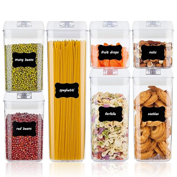 Airtight Food Storage Containers,Vtopmart 7 Pieces BPA Free Plastic Cereal Containers with Easy L... | Amazon (US)