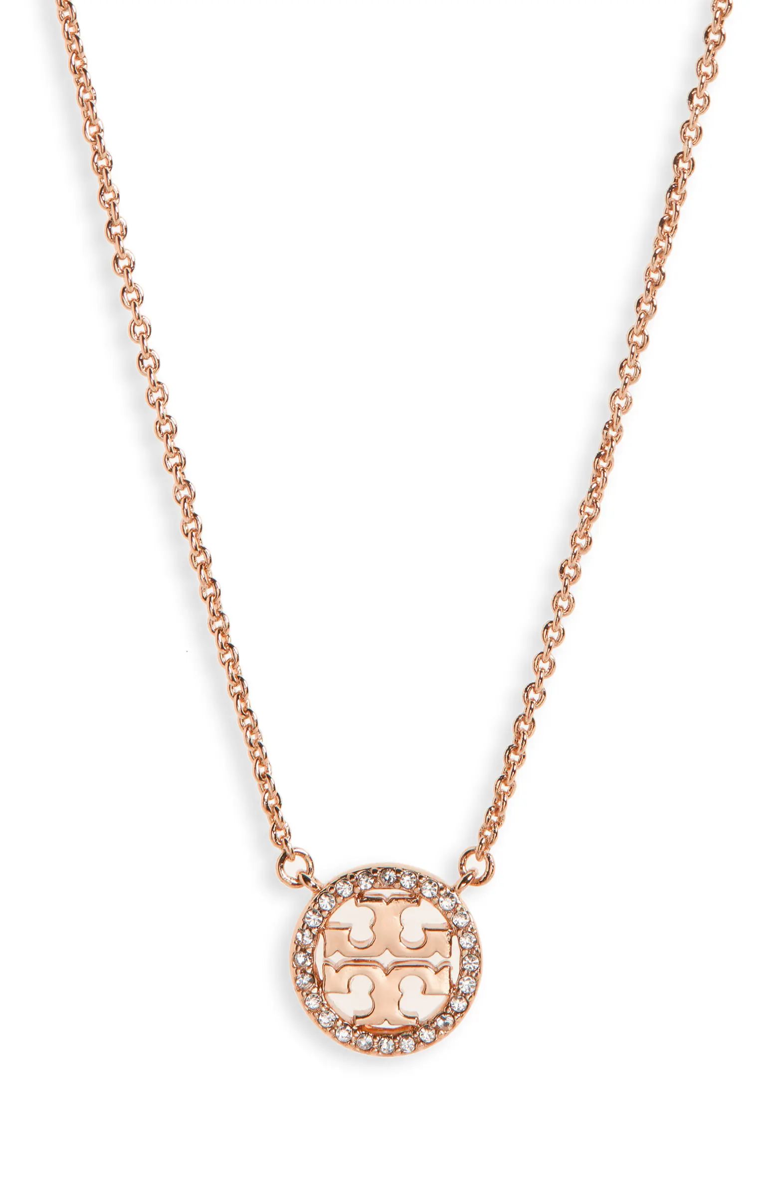 Tory Burch Pavé Logo Pendant Necklace | Nordstrom | Nordstrom