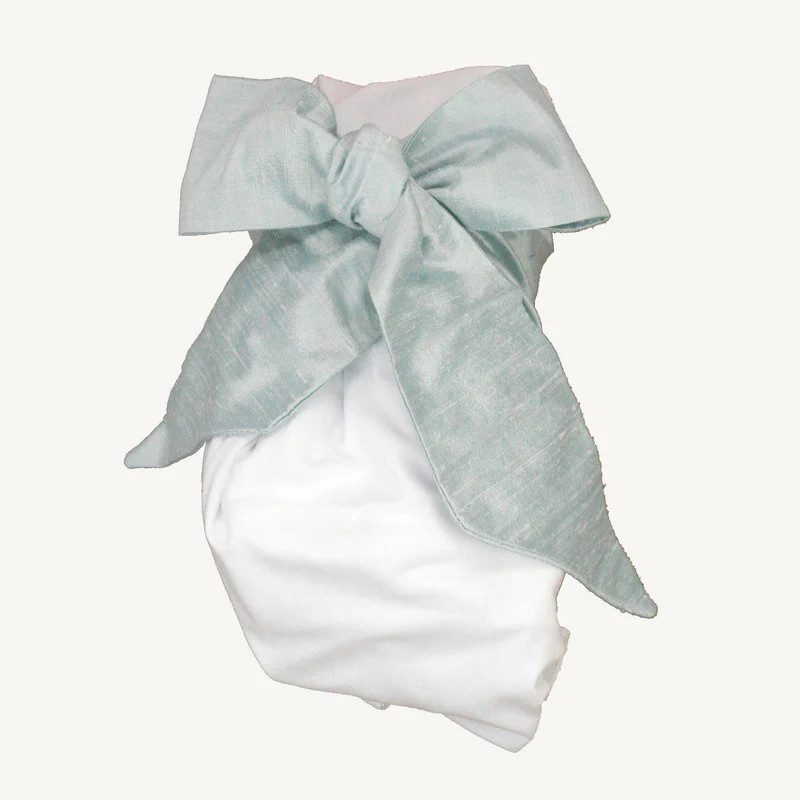 Bow Swaddle ® - Sea Blue Silk | The Beaufort Bonnet Company
