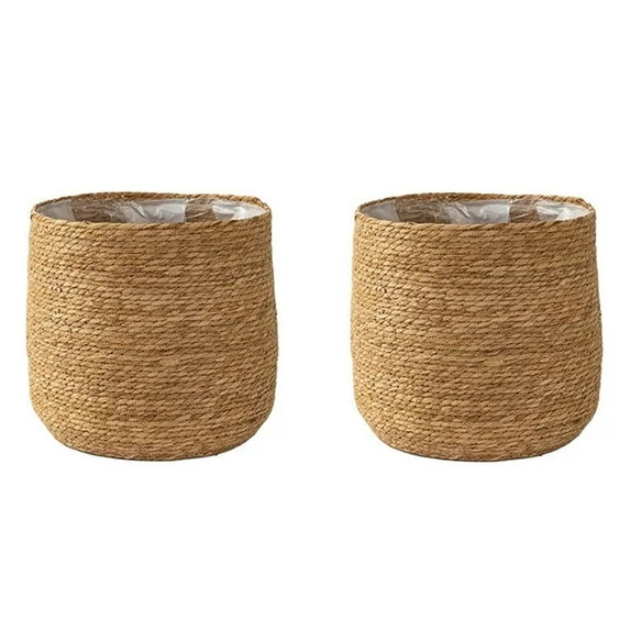 2X Seagrass Flower Pot - Woven Decorative Basket with Film Insert in Boho Style S | Walmart (US)