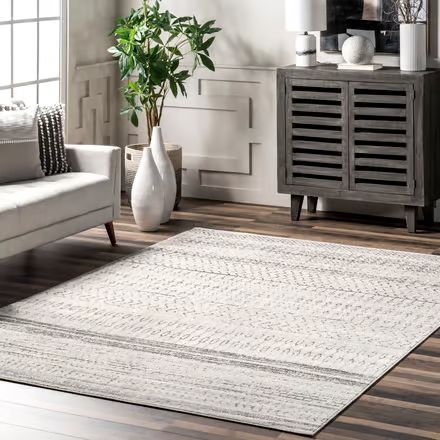 Gray Banded Abacus And Stripes Bosphorus Area Rug | Rugs USA