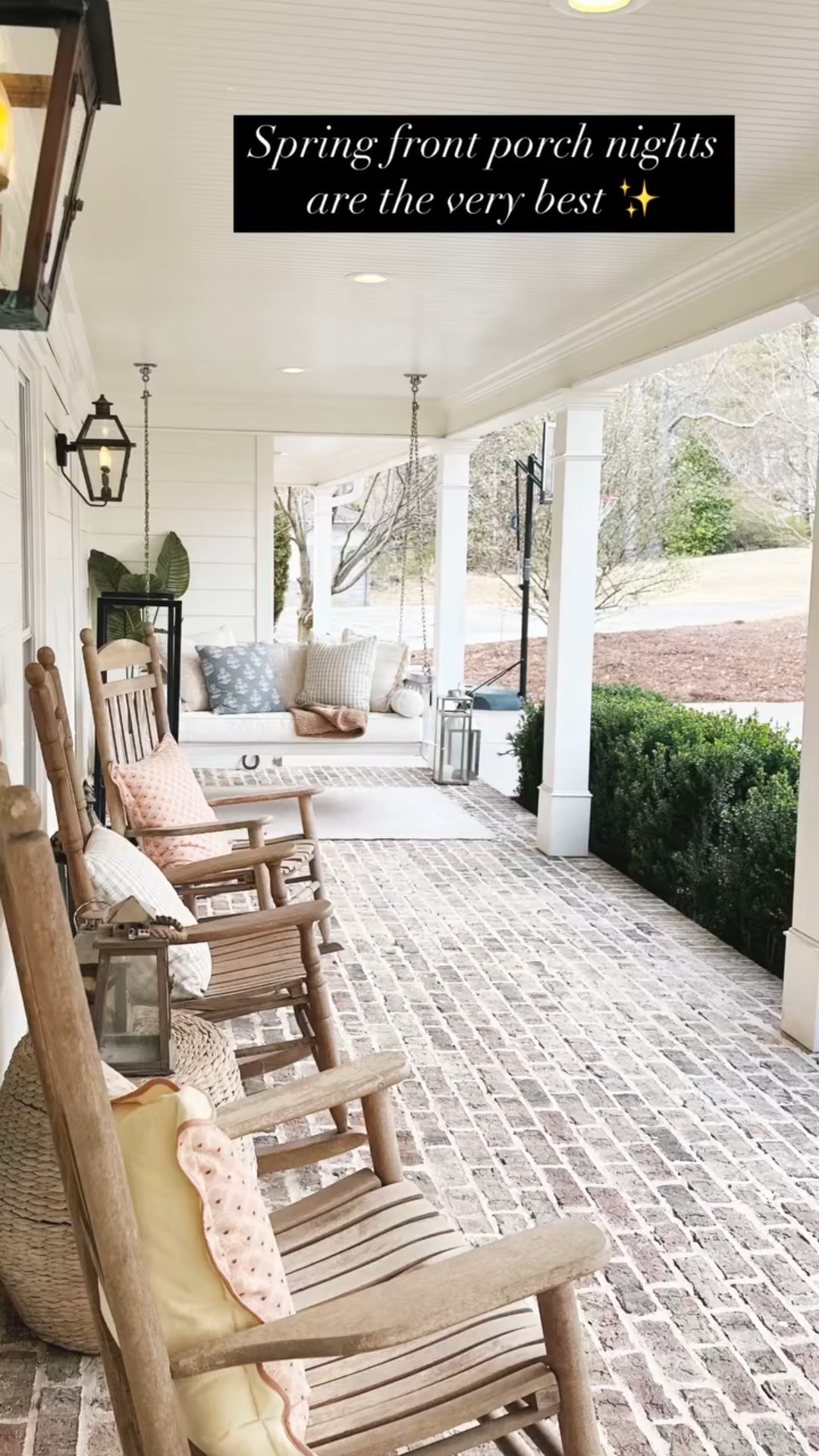 Spring front porch nights are the very best ✨