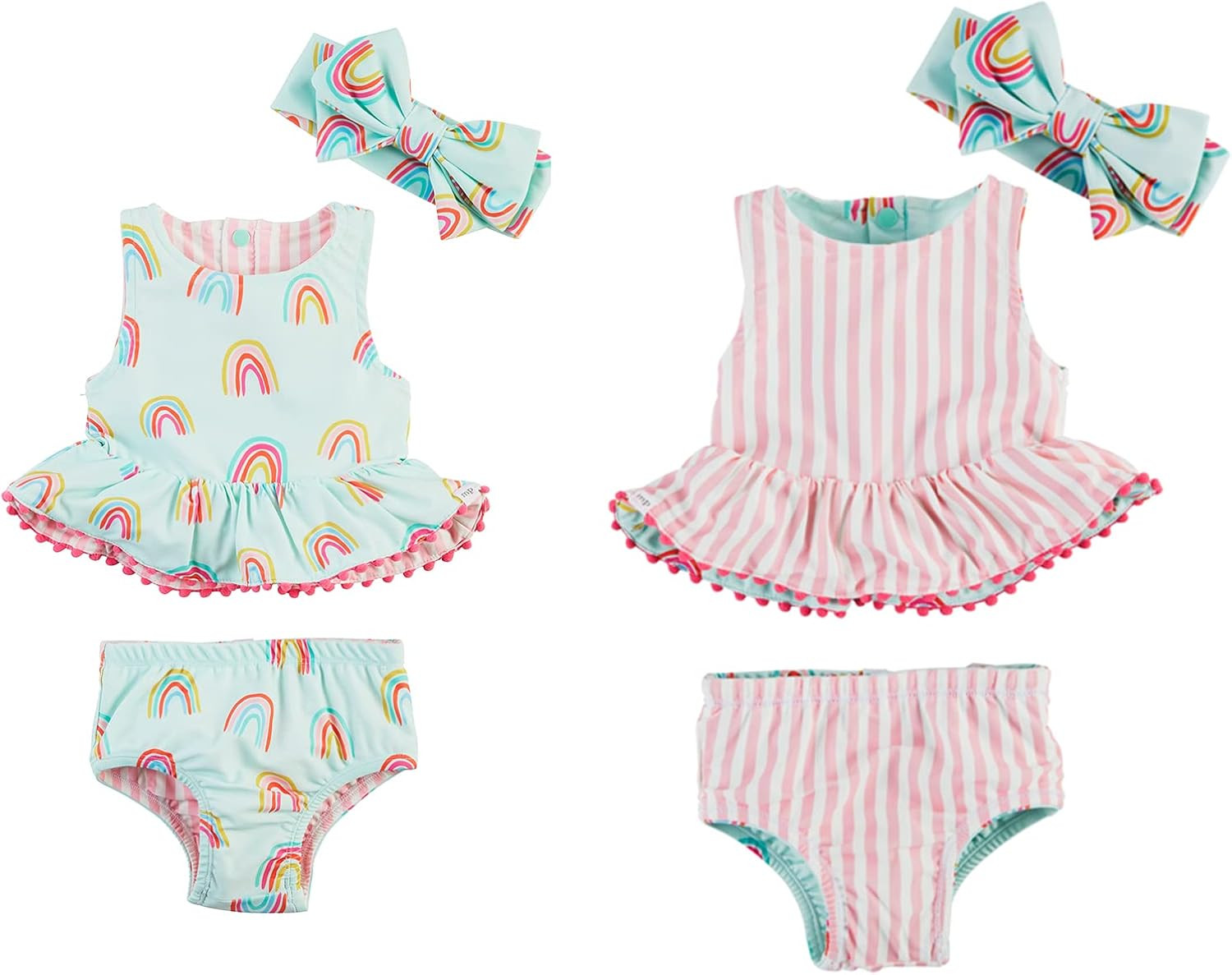 Mud Pie Girls Reversible Swimsuit & Headband Set | Amazon (US)