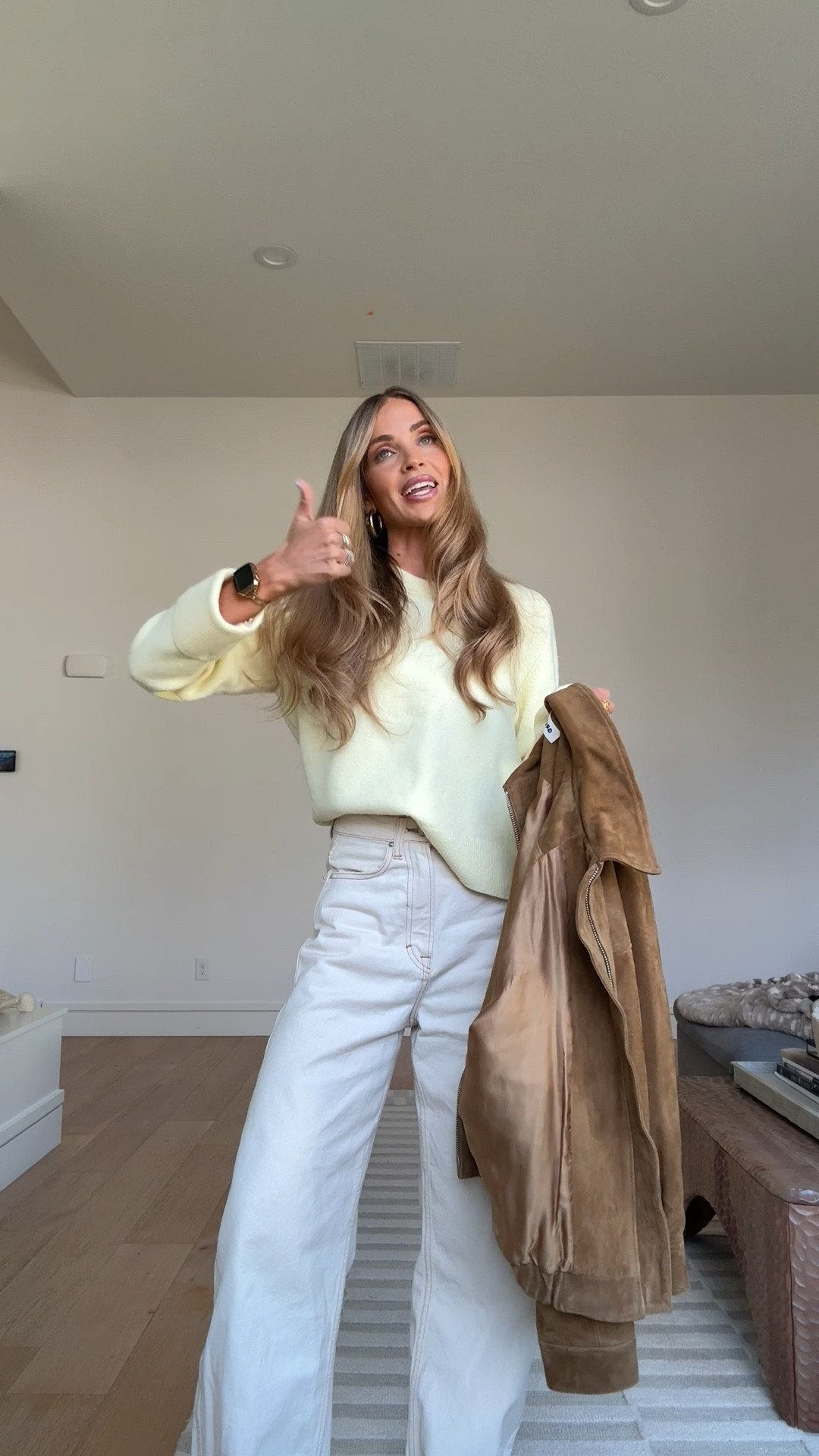 Loving this color combo! 

Sweater small
Jeans 24
Jacket xs