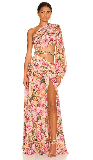 Sienna One Sleeve Gown in Rose | Revolve Clothing (Global)