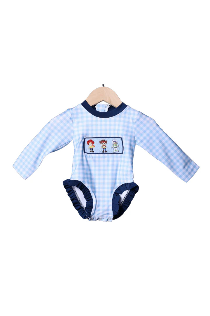 Hand Smocked Cowboy And Friends Swimsuit | The Smocked Flamingo