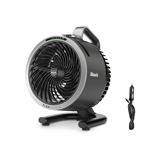 Shark FlexBreeze HydroGo Fan + Car Charger — Ultra-powerful portable fan that mists indoors & outdoors. 5 speeds, 2 bonus modes, & evaporative misting, Grey, FA052QDG | Amazon (US)