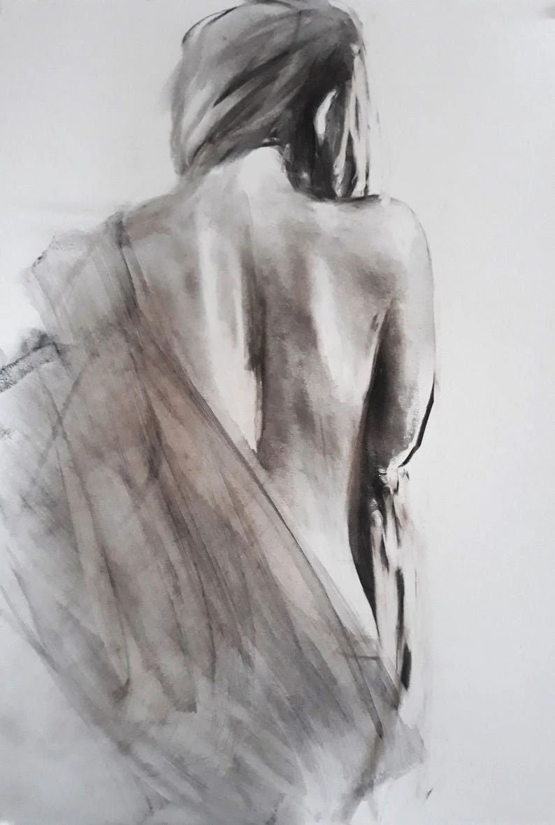 Woman Drawing Female Figure Sketch Charcoal Pencil Art Woman Art Large Sketch handmade Alina Louk... | Etsy (US)