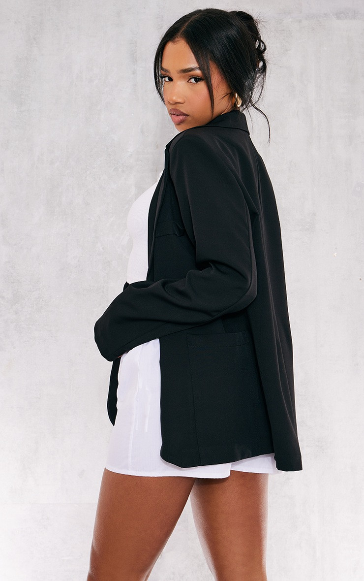 Black Minimal Single Breasted Blazer | PrettyLittleThing US