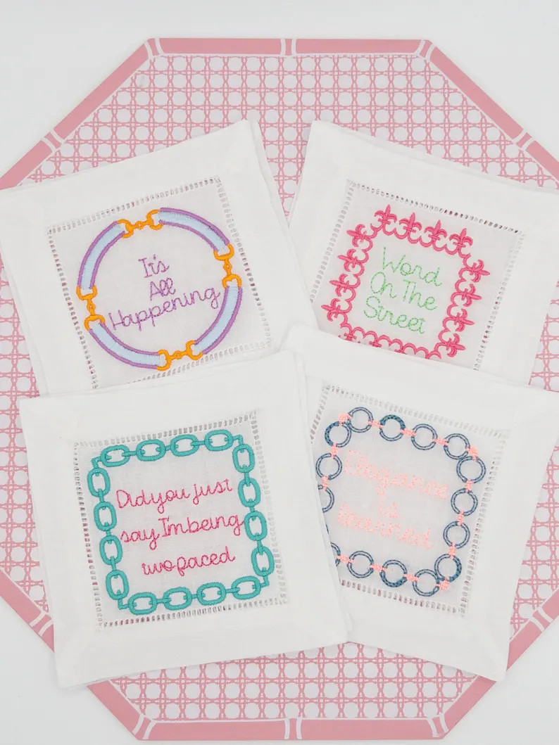 Embroidered Cocktail Napkins - Bravo Quotes Round Three - Real Housewives, Southern Charm, Vander... | Etsy (Global)