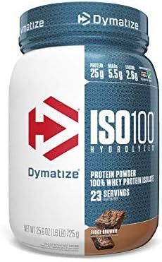 Dymatize ISO 100 Whey Protein Powder with 25g of Hydrolyzed, Fudge Brownie 1.6 Pound 25.6 Ounce | Amazon (US)