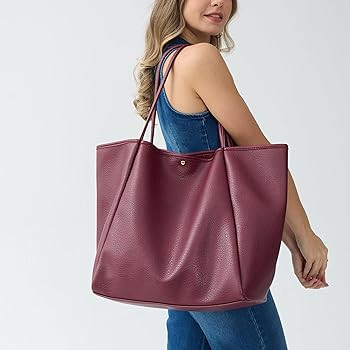 Oversize Pu Leather Tote Women Weekender Bag Shopper Handbag Travel Purse | Amazon (US)