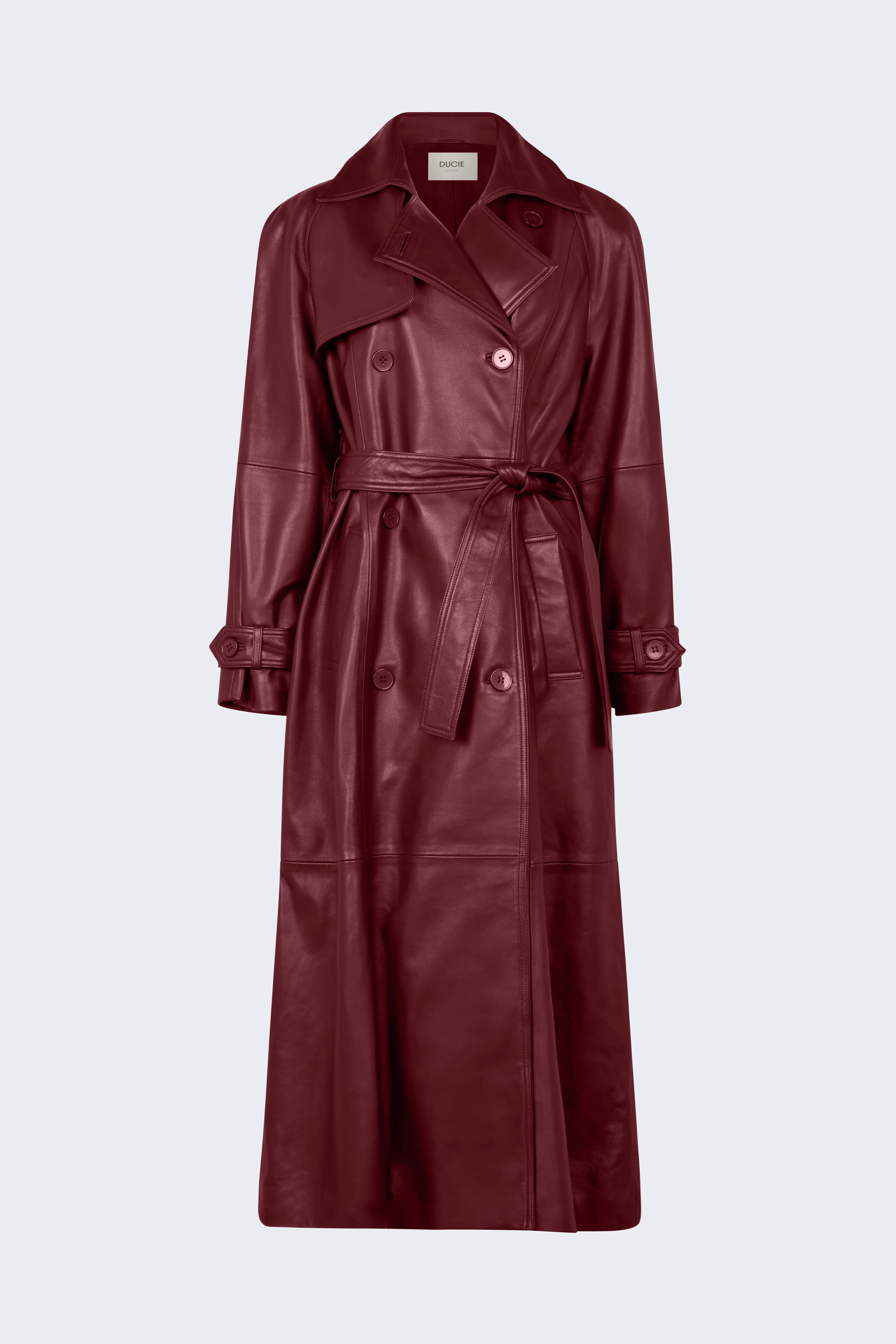 Corrin Leather Trench Coat | DUCIE