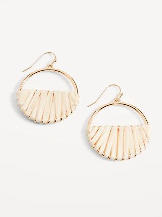 Raffia-Wrapped Dangling Hoop Earrings for Women | Old Navy (US)