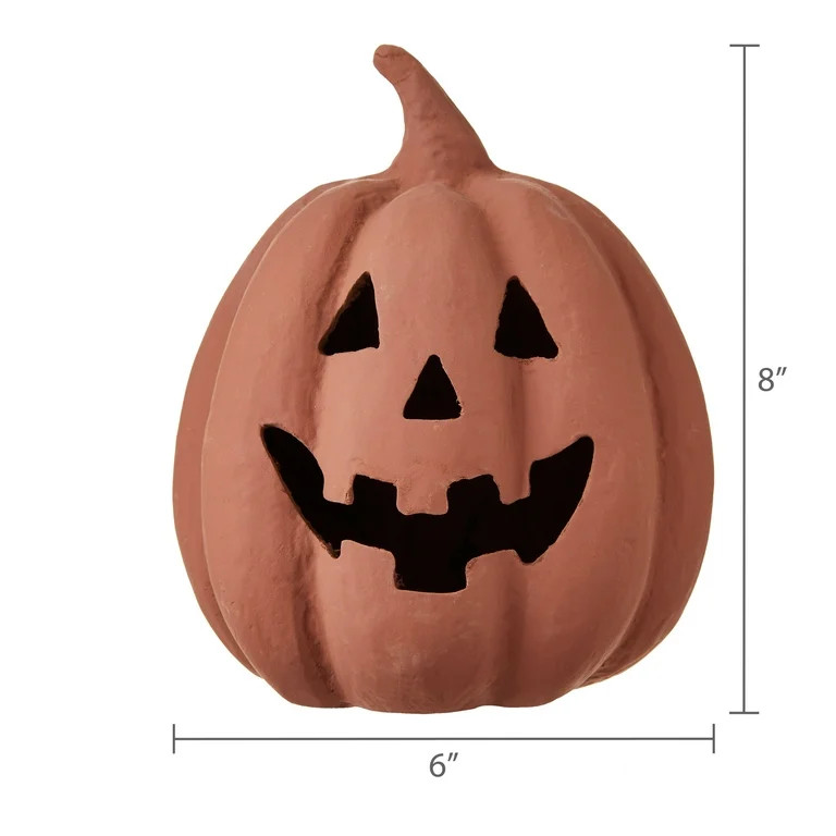 Paper Mache Brown Pumpkin Decor, 8" Height, Harvest by Way To Celebrate | Walmart (US)