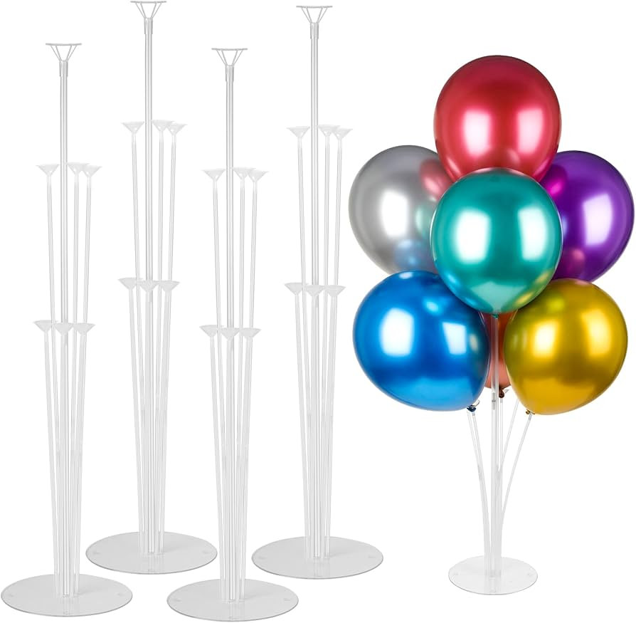 Voircoloria 4 Sets Balloon Stand Kits, Balloon Sticks Holder with Base for Table Graduation Birth... | Amazon (US)